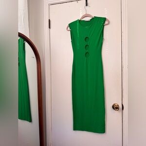 Zara Green Cutout Midi Dress - Size Small